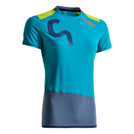 CUBE Am WS Round-Neck Jersey S/S Blue/Taupe/Lime