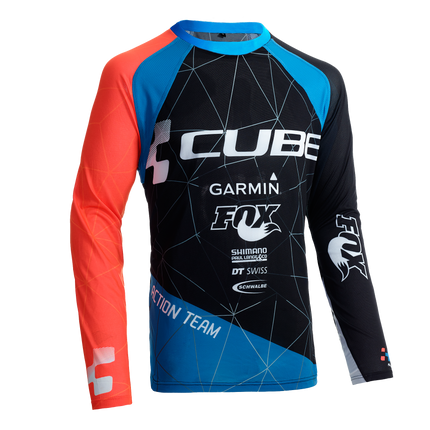 CUBE Action Round-Neck Jersey Team L/S Blk/Blu/Red