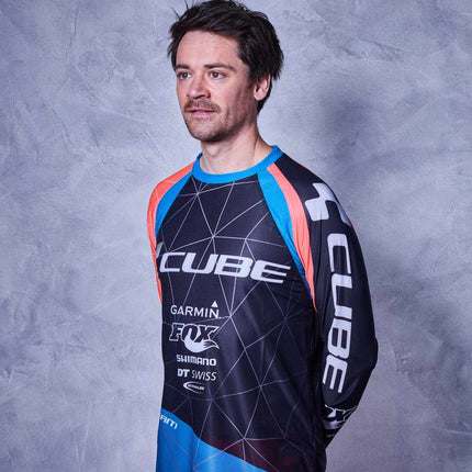 CUBE Action Round-Neck Jersey Team L/S Blk/Blu/Red