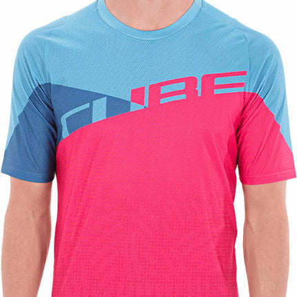 CUBE Edge Round Neck Jersey S/S Blue/Pink