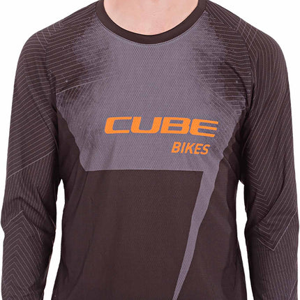 CUBE Edge Round Neck Jersey L/S Black/Orange