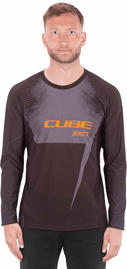 CUBE Edge Round Neck Jersey L/S Black/Orange