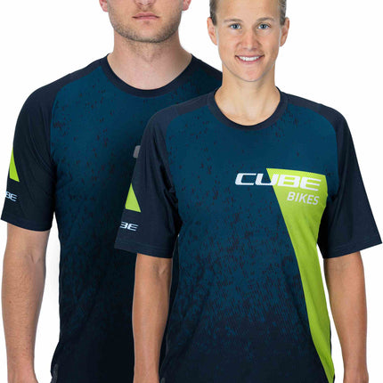 CUBE Edge Round Neck Jersey S/S Blue/Lime