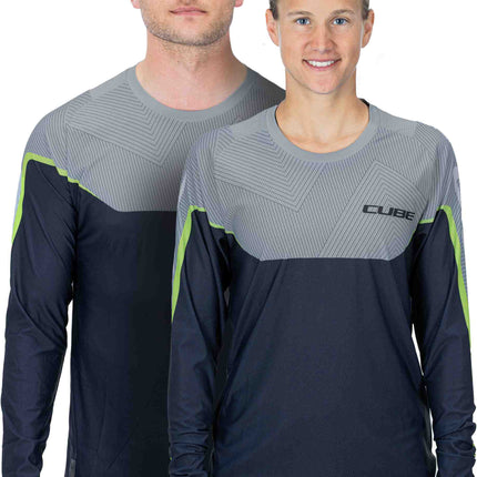 CUBE Edge Round Neck Jersey L/S Grey/Lime