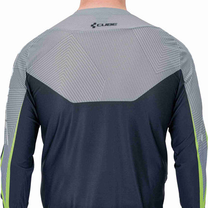 CUBE Edge Round Neck Jersey L/S Grey/Lime