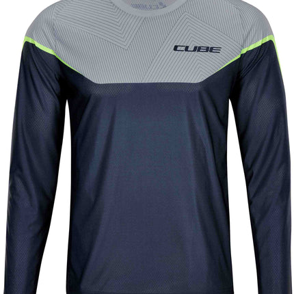 CUBE Edge Round Neck Jersey L/S Grey/Lime