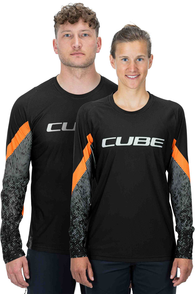CUBE Edge Round Neck Jersey L/S Black/Orange
