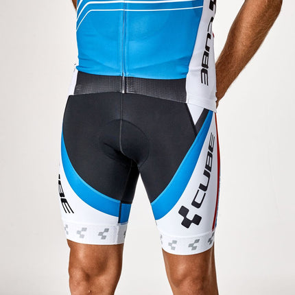 CUBE Teamline Bibshorts White/Blue/Red