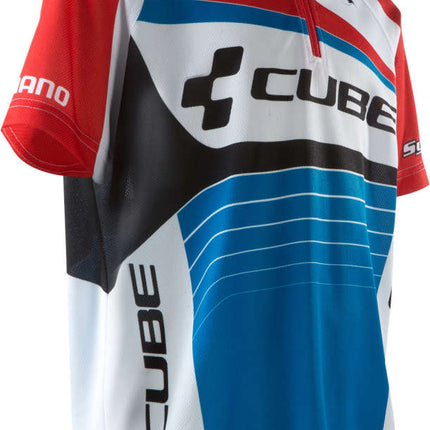 CUBE Junior Teamline Jersey S/S White/Blue/Red