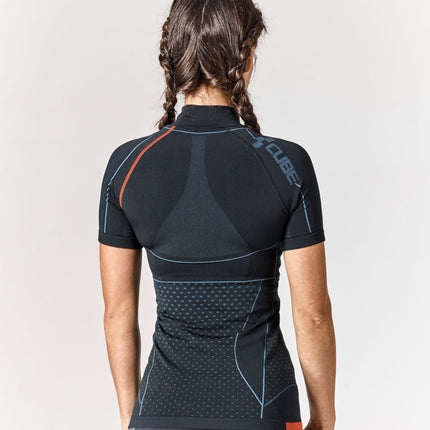 CUBE Wls Baselayer Cold S/S Blackline Blk/Gry/Red