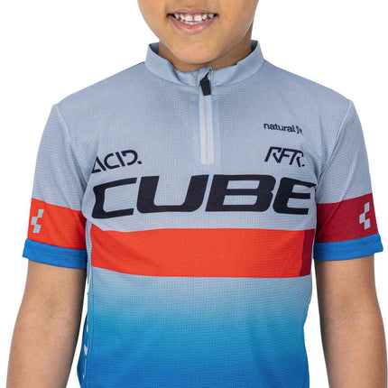 CUBE Junior Teamline Jersey S/S Blue/Red/Grey
