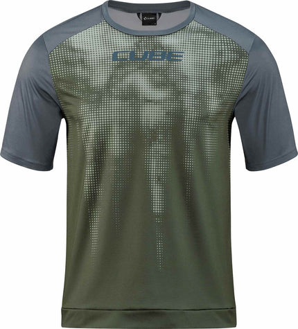Cube Atx Round Neck Jersey Tm S/S Olive/Grey