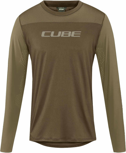 CUBE MTB ROUND NECK JERSEY PRO TM L/S OLIVE